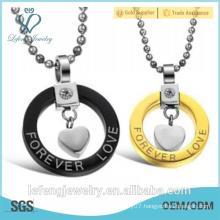 2016 Hot sale black gold round long gold lovers pendant necklace